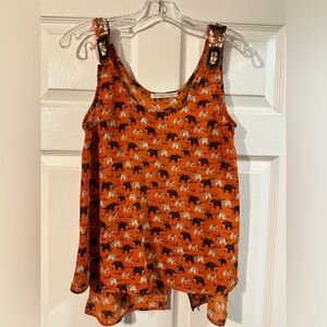 Elephant Print Open Back Tank